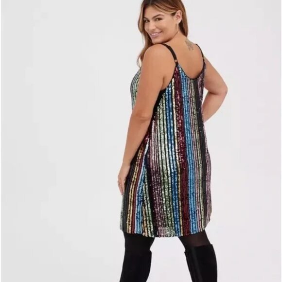 Torrid Rainbow Striped Sequin Dress - Picture 2 of 4
